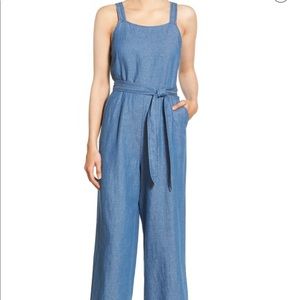 Madewell chambray belted jumpsuit
